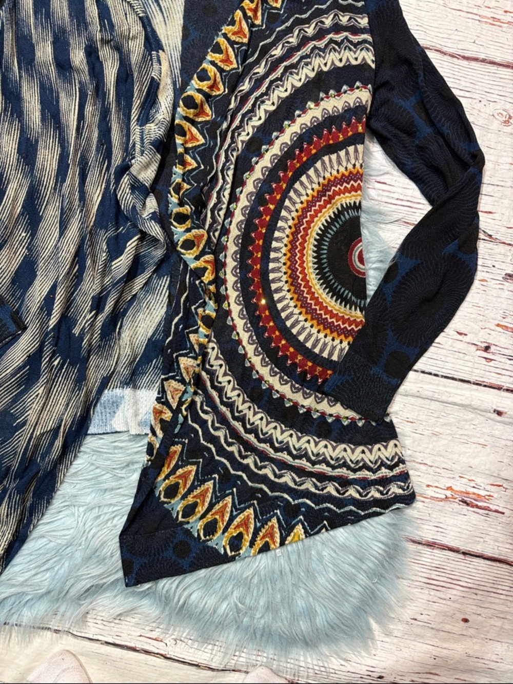 Desigual Tiana Wearable Art Lightweight Cardigan Open Front Mandala Print - Picture 6 of 9
